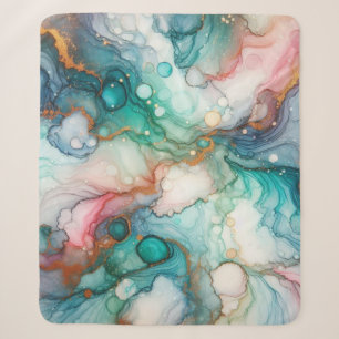 Abstract in Pink, Teal, Blue, and Gold Sherpa Blanket
