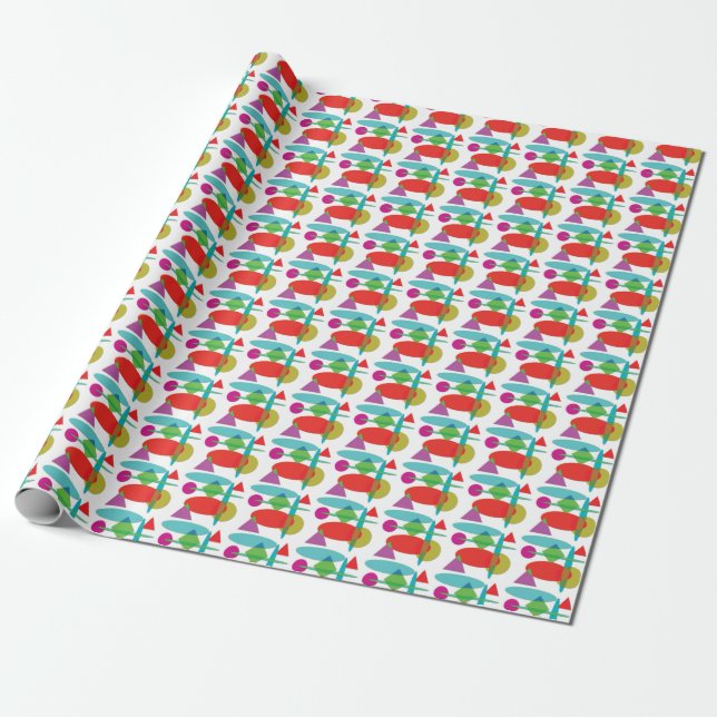 Abstract in red, purple, green and turquoise wrapping paper (Unrolled)