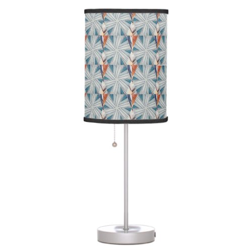 Abstract in shades of aqua  rust accents pattern  table lamp