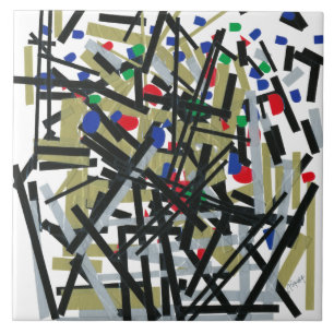 Abstract in Tape & Letterforms 1 Ceramic Tile