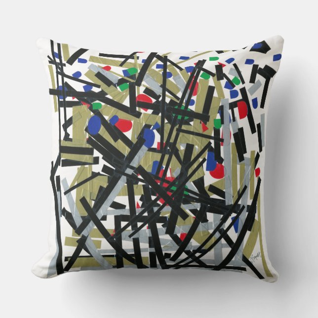Abstract in Tape & Letterforms 1 Throw Pillow (Front)