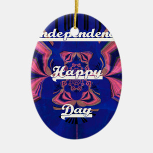Abstract Independence Day Celebration Art Ceramic Ornament