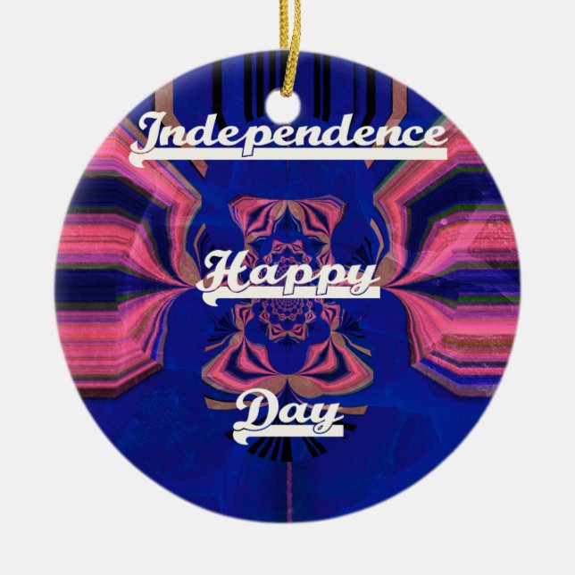Abstract Independence Day Celebration Art Ceramic Ornament (Front)