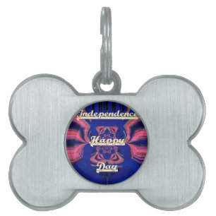 Abstract Independence Day Celebration Art Pet ID Tag