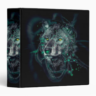Abstract indian wolf 3 ring binder