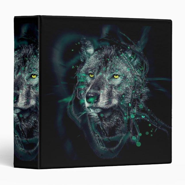 Abstract indian wolf 3 ring binder (Front/Spine)