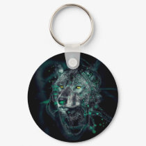 Abstract indian wolf keychain