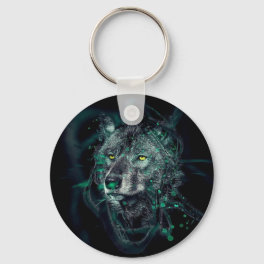 Abstract indian wolf keychain