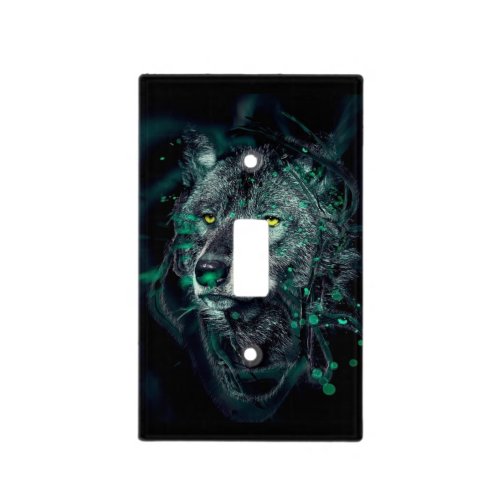 Abstract indian wolf light switch cover