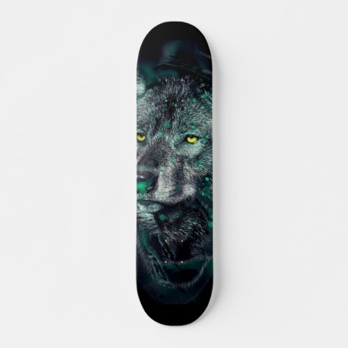 Abstract indian wolf skateboard