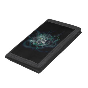 Abstract indian wolf tri-fold wallet