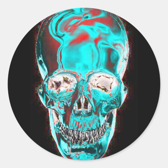 Abstract Indiglo Skull 2 Classic Round Sticker (Front)