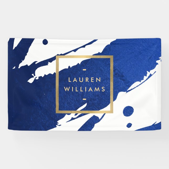 Abstract Indigo Blue Brushstrokes Banner (Horizontal)