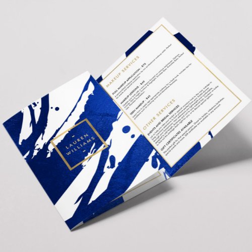 Abstract Indigo Blue Brushstrokes Brochure
