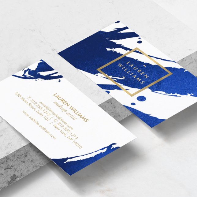 Abstract Indigo Blue Brushstrokes Business Card (Creator Uploaded)