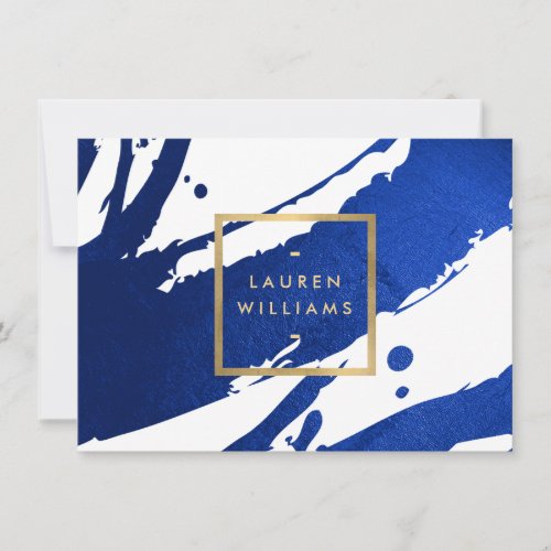 Abstract Indigo Blue Brushstrokes Gift Certificate Note Card