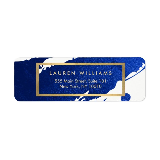 Abstract Indigo Blue Brushstrokes Label (Front)