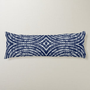 Abstract Indigo Blue Japanese Shibori Pattern Body Pillow