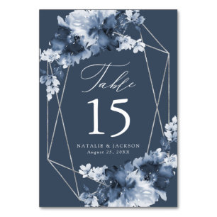 Abstract Indigo Floral Personalized Wedding Table Number