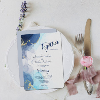 Abstract Indigo Lavender Aqua Ink Wedding Invite by AvenueCentral at Zazzle
