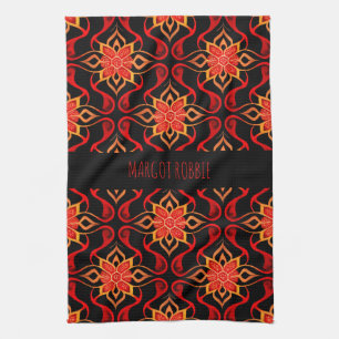 Abstract Indonesian batik Floral Pattern Kitchen Towel