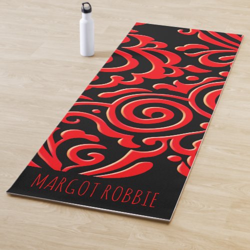 Abstract Indonesian batik Red Black Pattern Yoga Mat