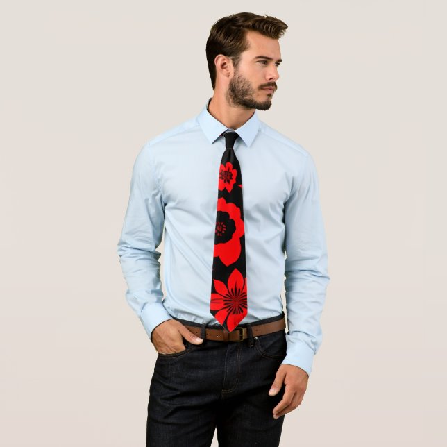 Abstract Indonesian batik Red Pattern Neck Tie (In Situ)