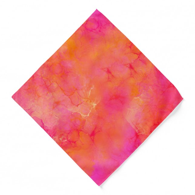 Abstract Ink Art Pink Orange Bandana (Front)