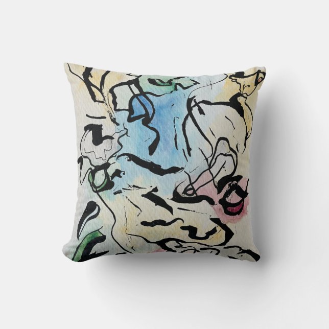 Abstract Ink Art Throw Pillow (Front)