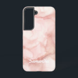 Abstract Ink Background Feminine Pastel Pink Samsung Galaxy S22 Case<br><div class="desc">Elegant and modern design in blush pink peach pastel,  handmade fluid ink painting. Customize this phone case with your own name on the back.</div>