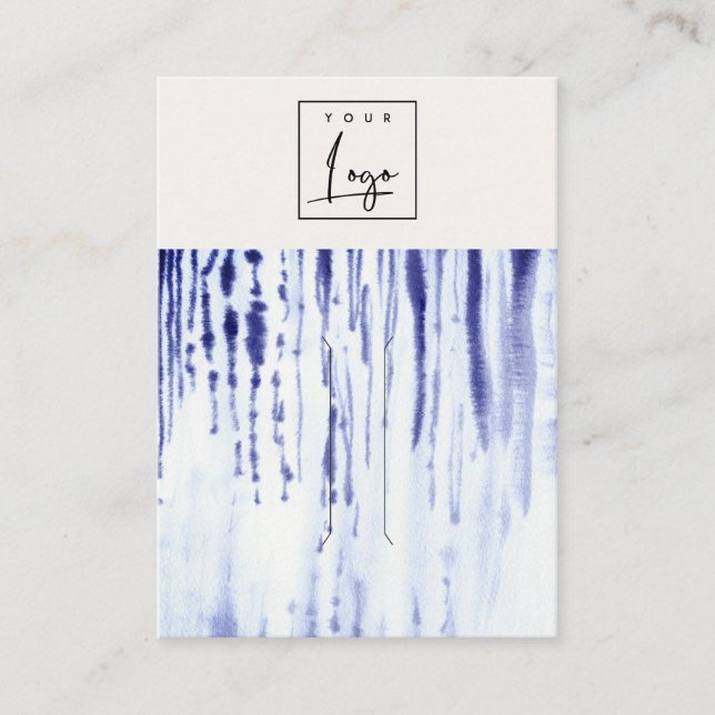 Abstract Ink Blue Lines Logo Hairclip Pin Holder Business Card (Front)