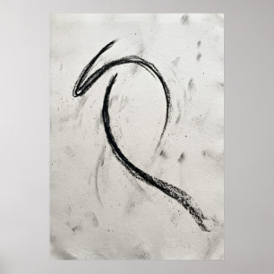 Abstract Ink Brushstroke Poster Gestural Black I