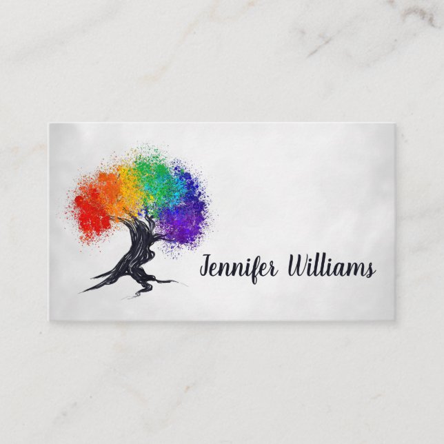Abstract ink color splatter tree business card (Front)