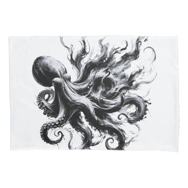 Abstract Ink Fluid Octopus Kraken Pillow Case (Front)