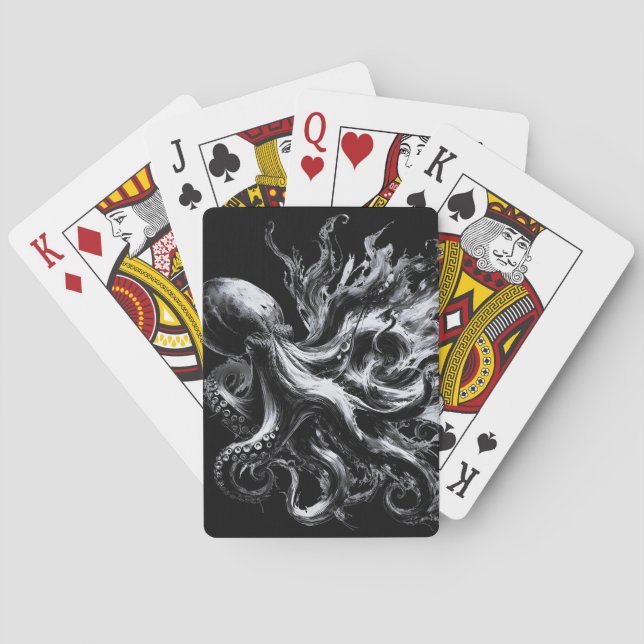 Abstract Ink Fluid Octopus Kraken Poker Cards (Back)