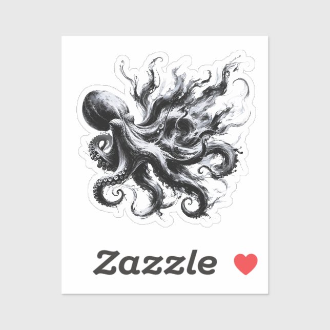 Abstract Ink Fluid Octopus Kraken Sticker (Sheet)