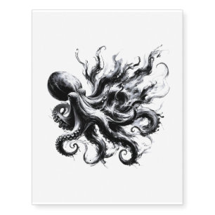 Abstract Ink Fluid Octopus Kraken Temporary Tattoos