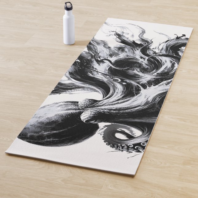 Abstract Ink Fluid Octopus Kraken Yoga Mat (In Situ)