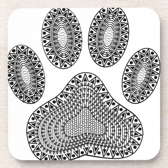Abstract Ink Paw Print Beverage Coaster (Front)