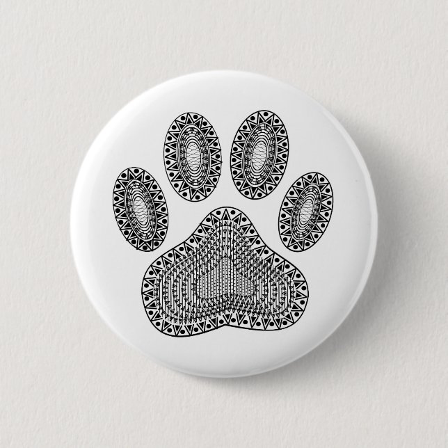 Abstract Ink Paw Print Button (Front)