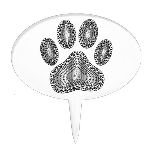 Abstract Ink Paw Print Cake Topper