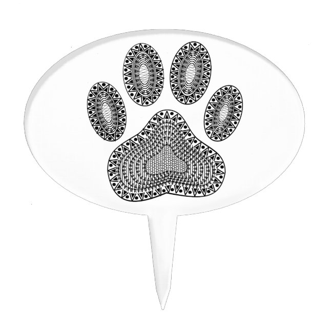 Abstract Ink Paw Print Cake Topper (Front)