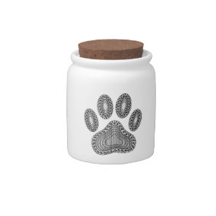 Abstract Ink Paw Print Candy Jar