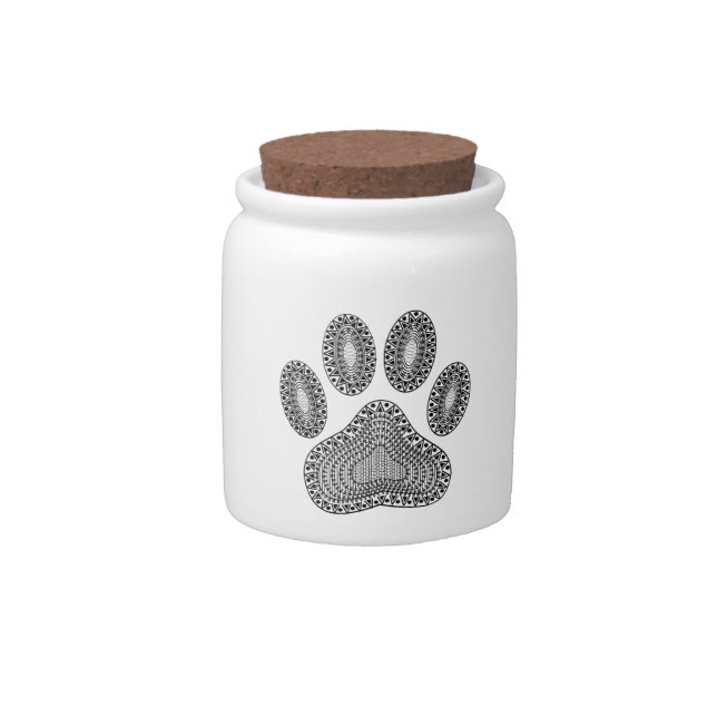 Abstract Ink Paw Print Candy Jar (Front)