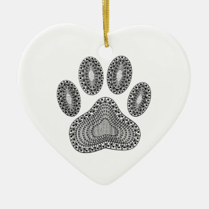Abstract Ink Paw Print Ceramic Ornament