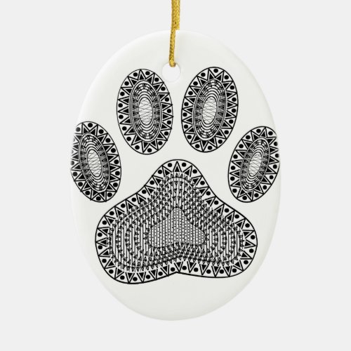 Abstract Ink Paw Print Ceramic Ornament