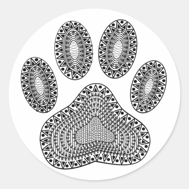 Abstract Ink Paw Print Classic Round Sticker (Front)
