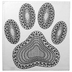 Abstract Ink Paw Print Cloth Napkin