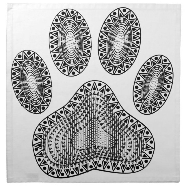 Abstract Ink Paw Print Cloth Napkin (Front)