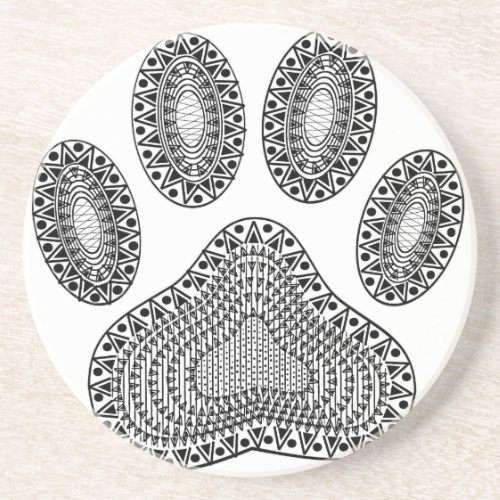 Abstract Ink Paw Print Drink Coaster